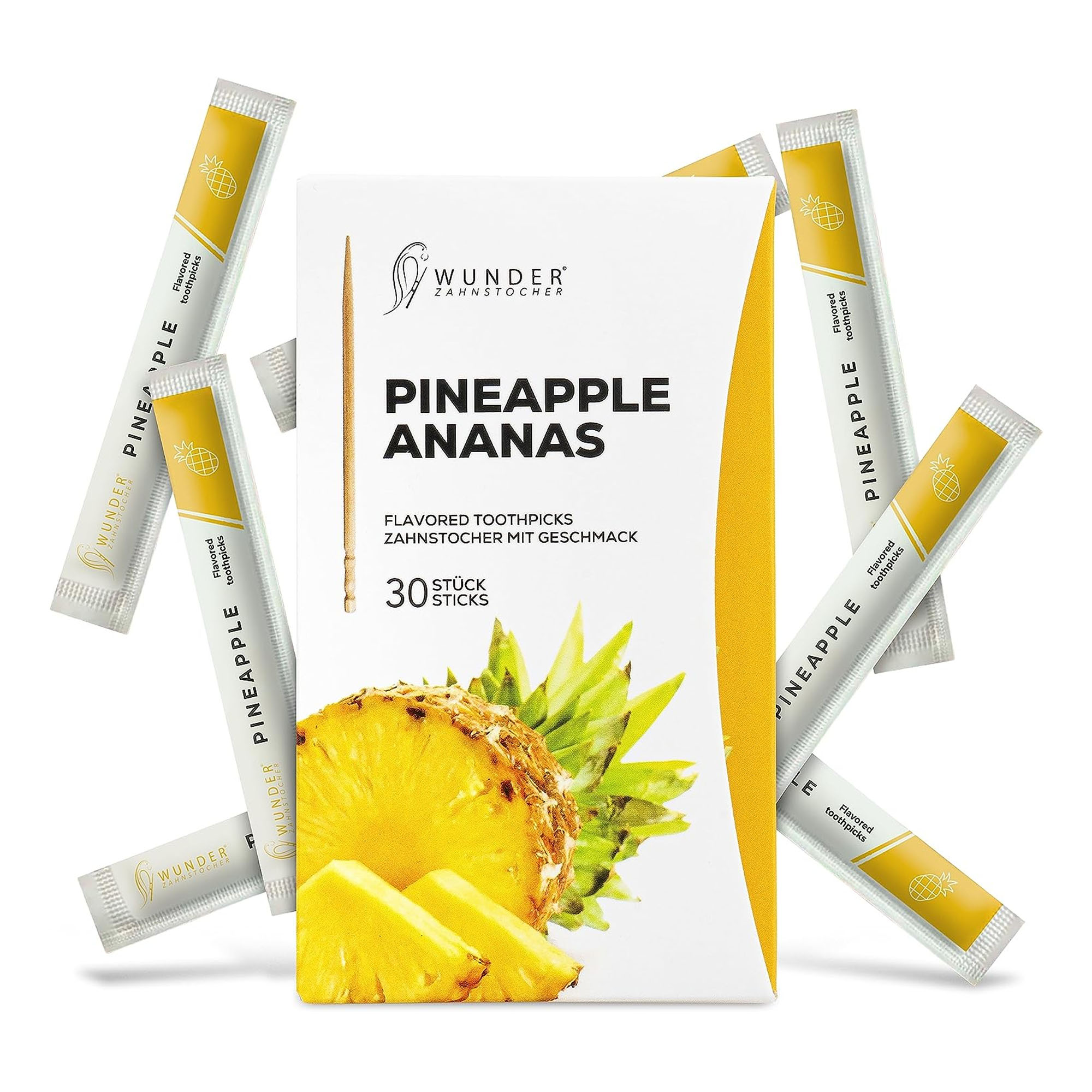 Wunder-Zahnstocher – Pineapple – Ananas – 30 Stück – einzeln Verpackt – Zahnstocher mit Geschmack