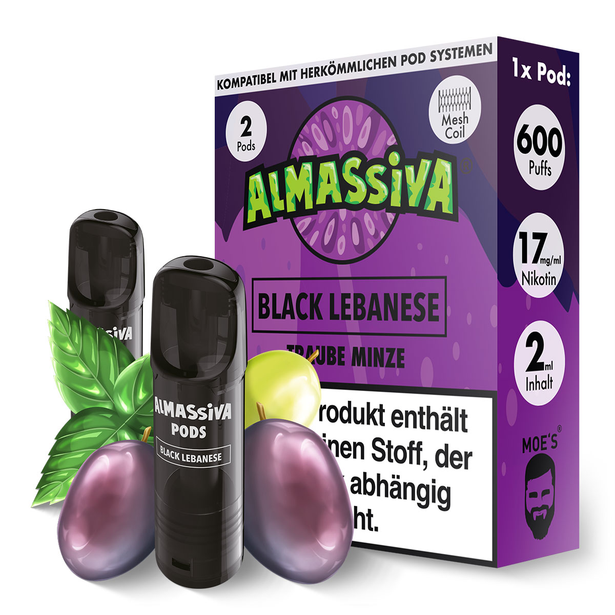 Al Massiva Pod – Black Lebanese – 2er Set – 17mg Nikotin – 600 Züge